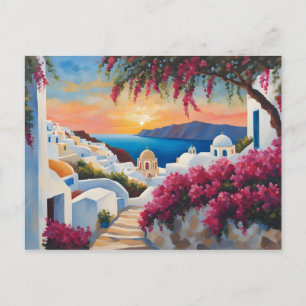 Santorini Sunset Bliss Postcard