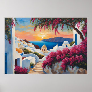 Santorini Sunset Bliss Poster