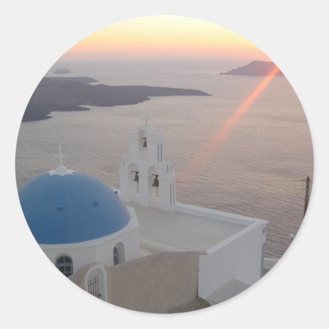Santorini Sunset Classic Round Sticker (Front)