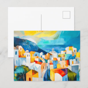 Santorini Sunset in Bold Colours Holiday Postcard