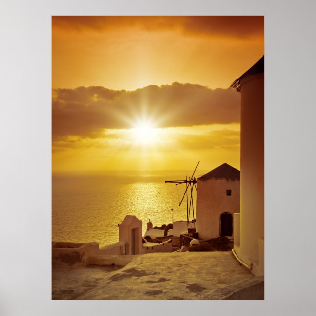 Santorini Sunset Poster (Front)