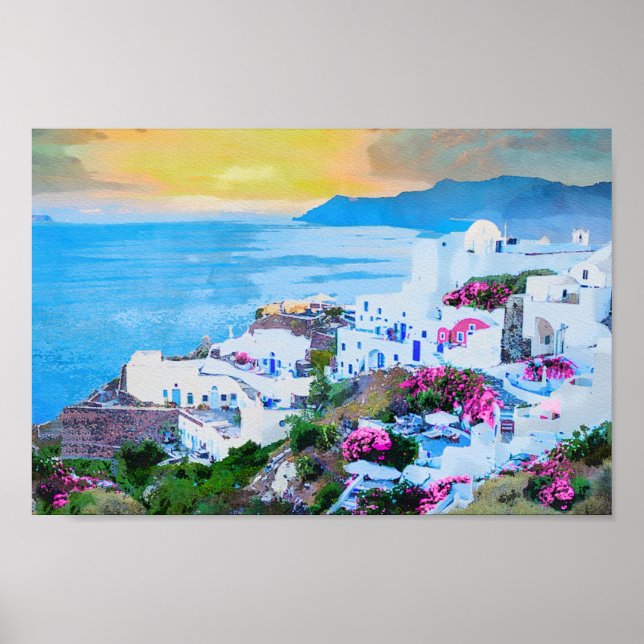 Santorini Sunset Views From Oia Poster (Front)