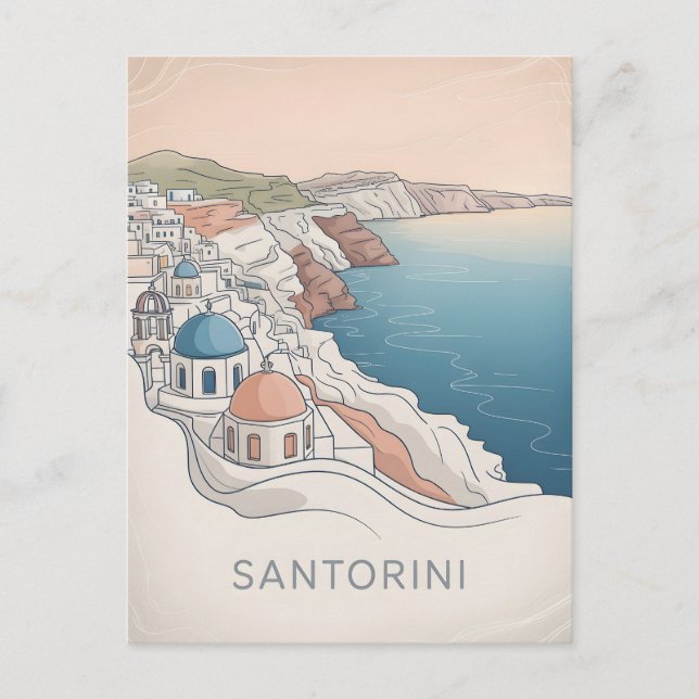 Santorini vintage minimalistic  postcard (Front)