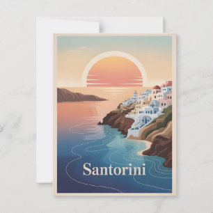 Santorini vintage minimalistic  postcard