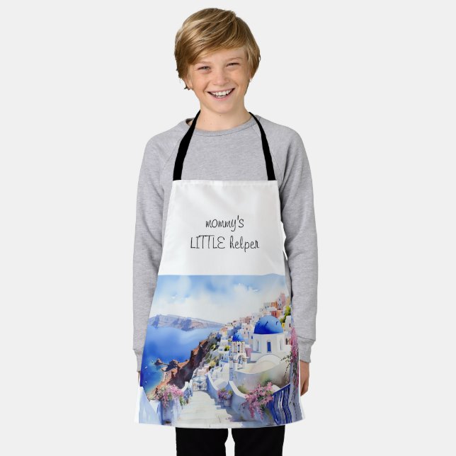 Santorini Watercolor mummy's little helper Apron (Worn)