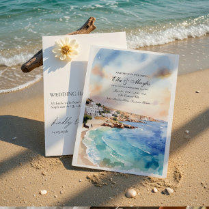 Santorini Wedding Invitation Template   Mediterran