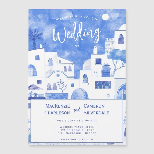 Santorini Wedding Magnetic Invitation (Front)