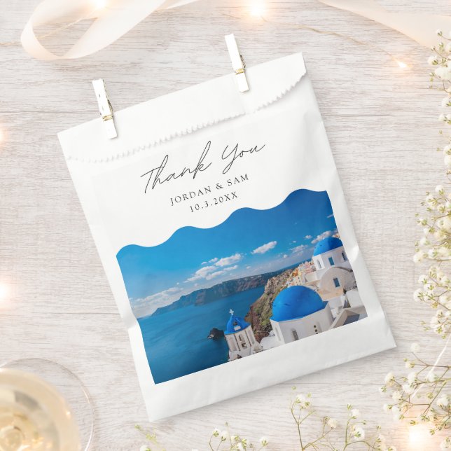 Santorini Wedding Photo Personalised Greece  Favour Bag (Clipped)