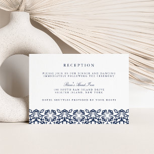 Santorini Wedding Reception Card Navy