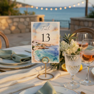 Santorini Wedding Table Numbers Mediterranean