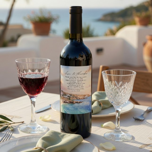 Santorini Wedding Wine Label | Mediterranean (Creator Uploaded)