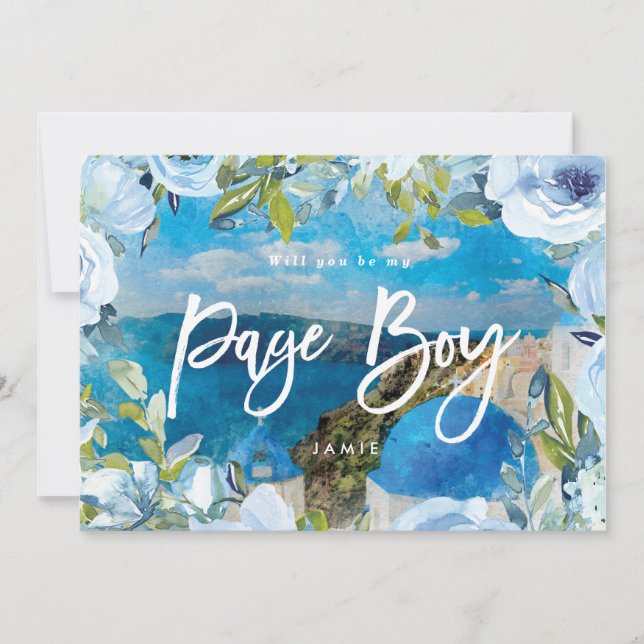 santorini will you be my page boy proposal card (Front)
