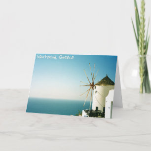Santorini windmill, Greece Card