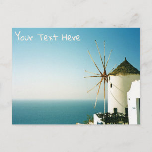 Santorini windmill, Greece customizable Postcard