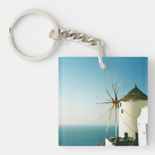 Santorini windmill, Greece Key Ring