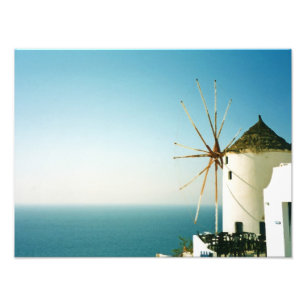 Santorini windmill, Greece Photo Print