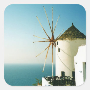 Santorini windmill, Greece Square Sticker