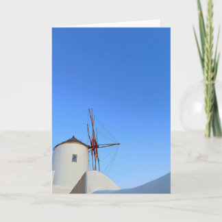 Santorini Windmills Oia Greece Photography Card