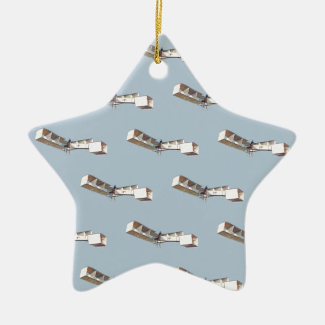 Santos-Dumont 14-Bis Aeroplane Ceramic Tree Decoration (Front)