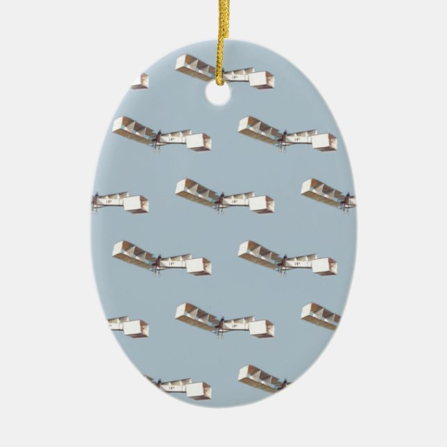 Santos-Dumont 14-Bis Aeroplane Ceramic Tree Decoration (Front)