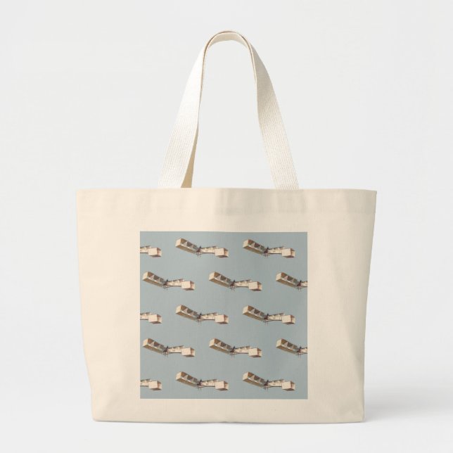 Santos-Dumont 14-Bis Aeroplane Large Tote Bag (Front)