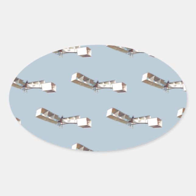Santos-Dumont 14-Bis Aeroplane Oval Sticker (Front)