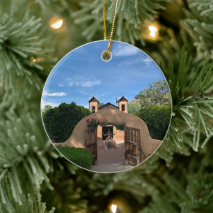 Santuario de Chimayo church photograph catholic  Ceramic Ornament