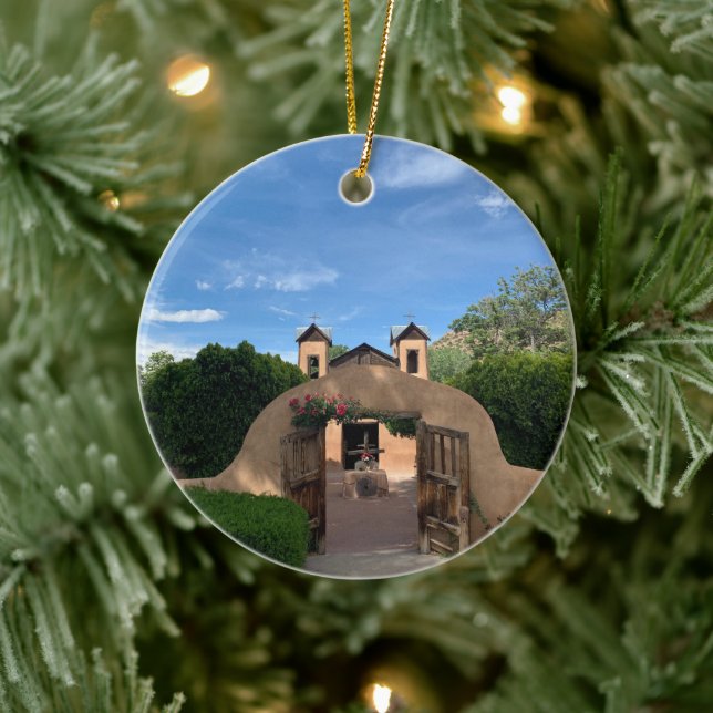 Santuario de Chimayo church photograph catholic  Ceramic Ornament (Tree)