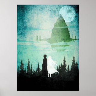 Sao Kirito and Asuna Minimalist Manga Poster