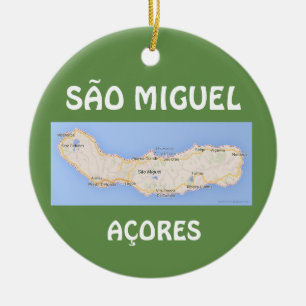 Sao Miguel Acores Map Christmas Ornament