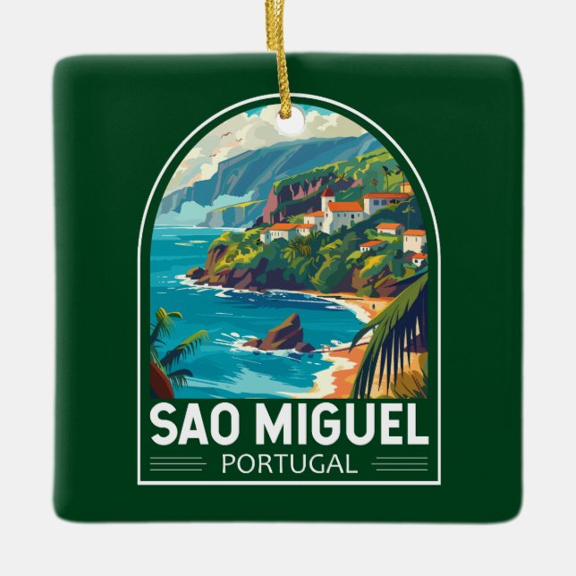 Sao Miguel Island Portugal Travel Art Ceramic Ornament (Front)