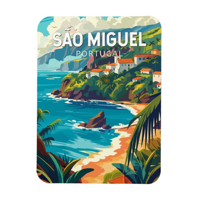 Sao Miguel Island Portugal Travel Art Magnet (Vertical)
