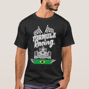 São Paulo Auto Race Brazil Flag Formula Racing Car T-Shirt