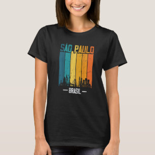 Sao Paulo Brasil Retro Vintage Sunset Skyline Sao  T-Shirt