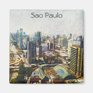 Sao Paulo Brazil Cityscape Painting Magnet