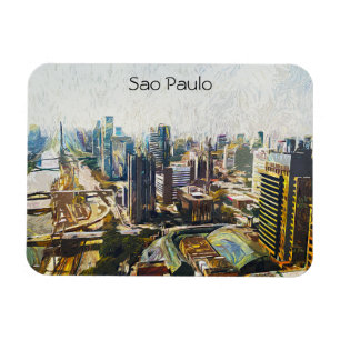 Sao Paulo Brazil Cityscape Painting Magnet