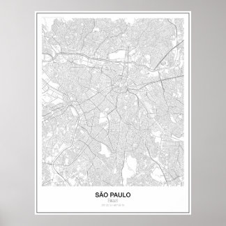 São Paulo, Brazil, Minimalist Map Poster (Style 2)