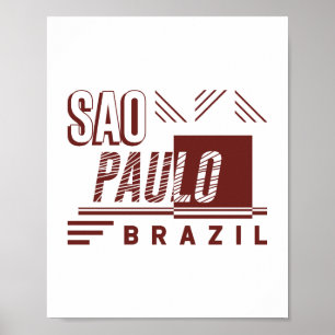 Sao Paulo Brazil Modern Urban Typography Design Poster