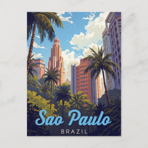 São Paulo Brazil Tropical Skyline Postcard