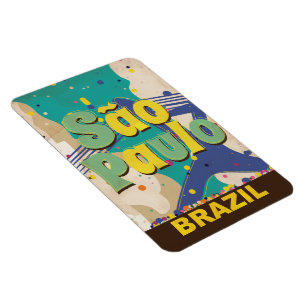 São Paulo Brazil Vintage Travel Poster Magnet