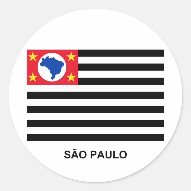 São Paulo, Brazil Waving Flag Classic Round Sticker (Front)