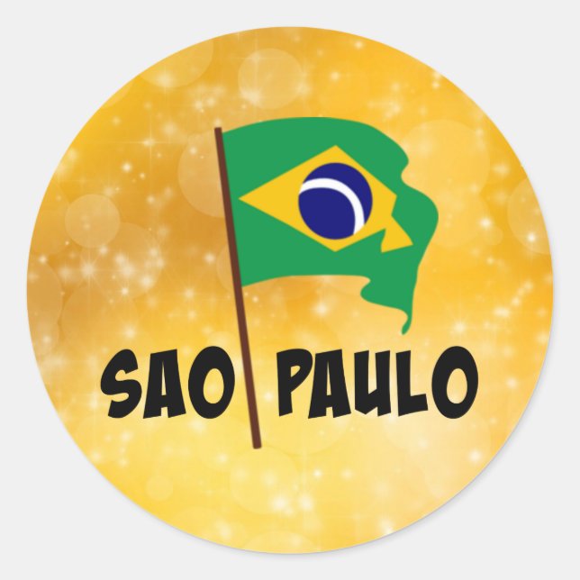 Sao Paulo, Flag of Brazil Classic Round Sticker (Front)