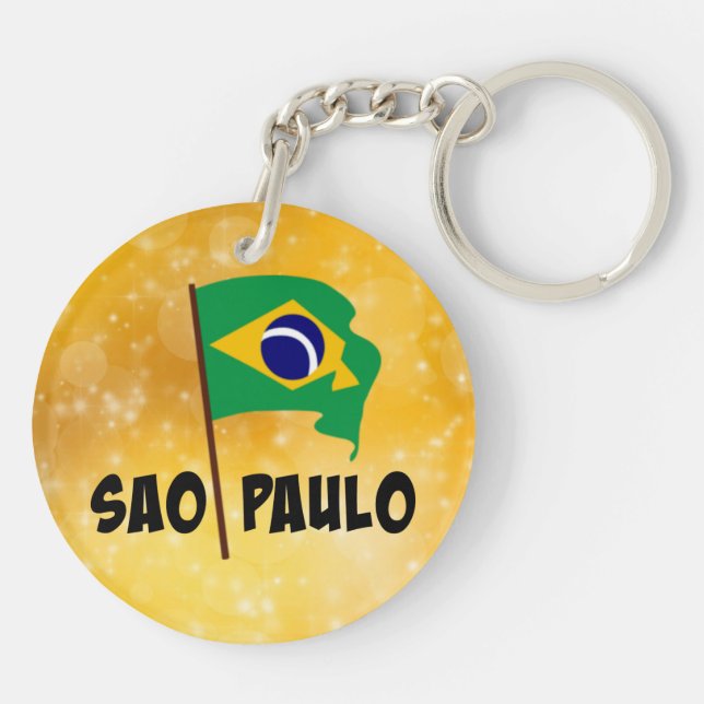 Sao Paulo, Flag of Brazil Key Ring (Back)