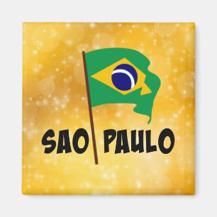 Sao Paulo, Flag of Brazil Magnet
