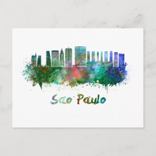 Sao Paulo skyline in watercolor Postcard