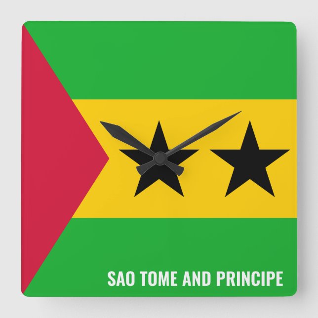 Sao Tome and Principe Flag Dazzling Patriotic Square Wall Clock (Front)