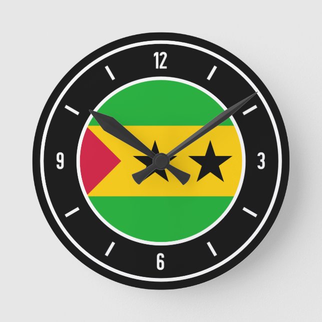 Sao Tome and Principe Flag Elegant Round Clock (Front)