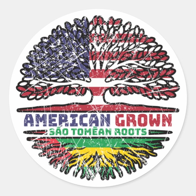 Sao Tome and Principe Sao Tomean American USA Tree Classic Round Sticker (Front)