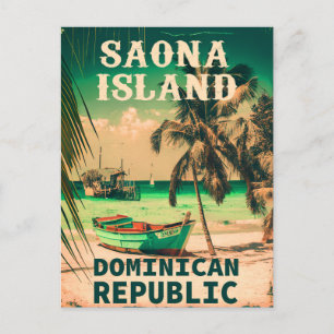 Saona Island Dominican Republic - Retro 60s Postcard