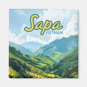 Sapa Vietnam Asia Rice Terraces Vintage Travel  Magnet